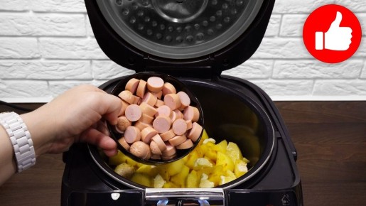 Вкусная тушеная картошка с сосисками в мультиварке: простой рецепт