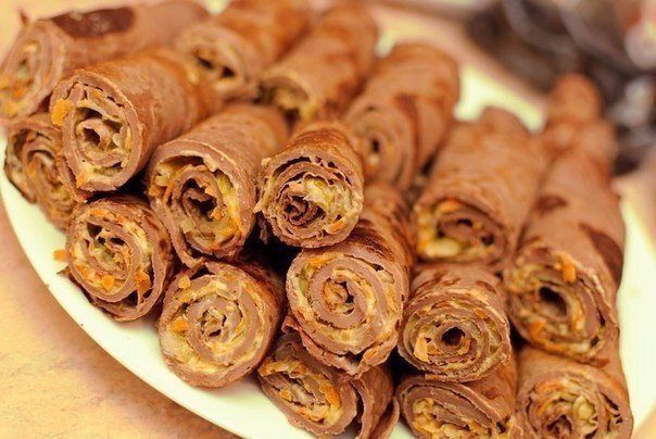 Вкуснейшие печеночные блинчики с начинкой для любого стола