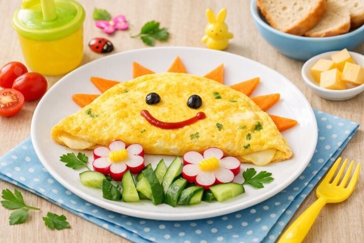 Весенний омлет: яркое начало дня с зеленью и сыром