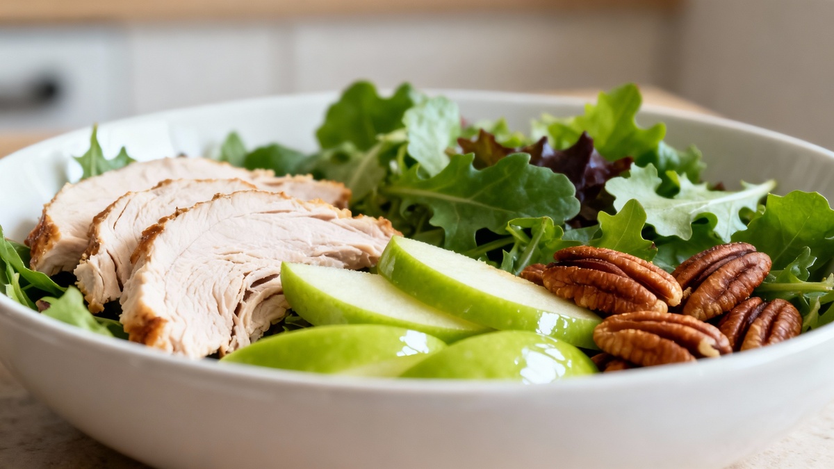 Незабываемый салат с индейкой, яблоком и пеканом для легкого ужина