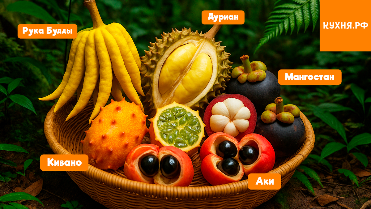 Самые необычные фрукты мира: Рука Будды, Кивано и Аки
