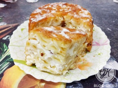 Вкусная запеканка из макарон и творога